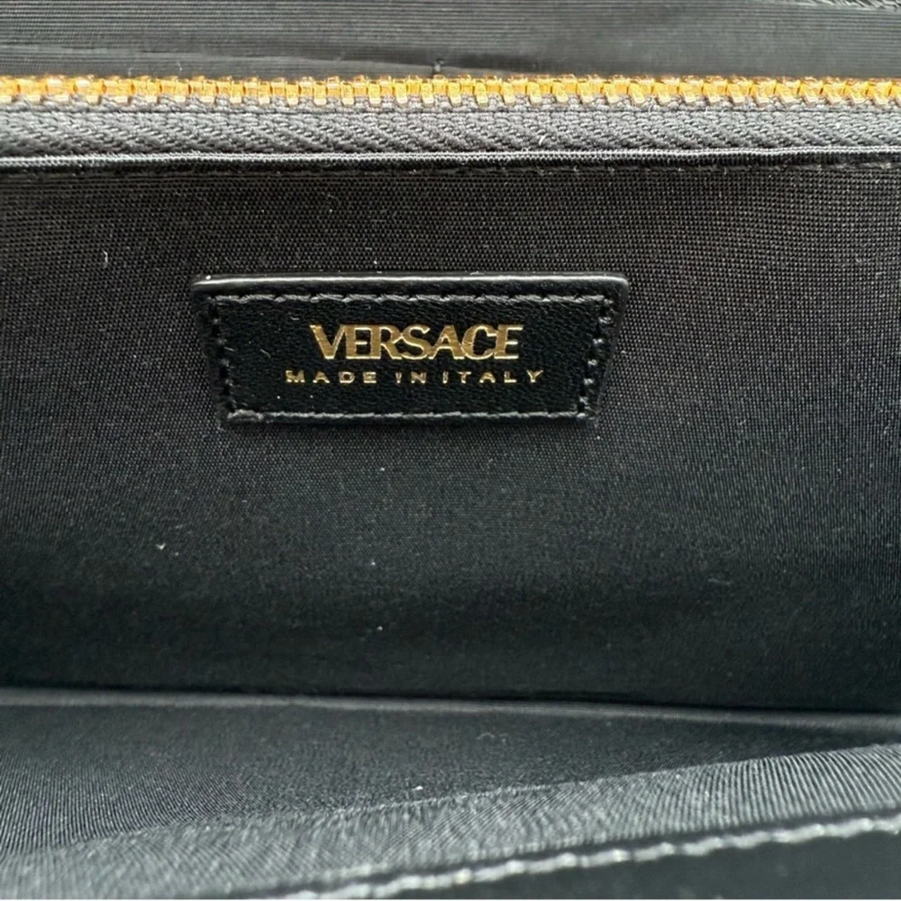 Versace Medusa Quilted Tweed Wallet/Crossbody with Lambskin Leather Interior NWT